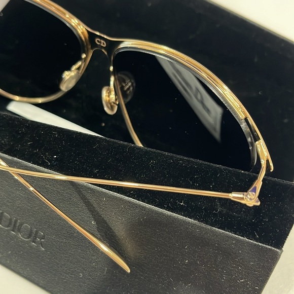 AUTHENTIC DIOR NEW MOTARD GOLD/GREY SHADED SILVER MIRRORED SUNGLASSES 0001C - Picture 6 of 6